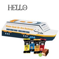 3D Präsent Schiff mit Lindt HELLO Mini mit Logo