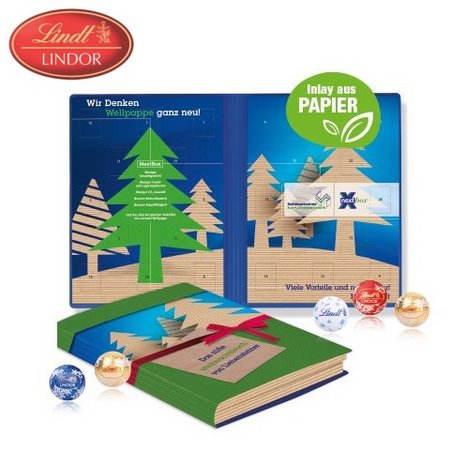 Adventskalender Weihnachtsbuch Lindt Lindor Organic mit Logo