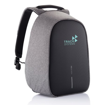 Grauer Bobby Hero Regular Anti-Diebstahl-Rucksack mit Logo
