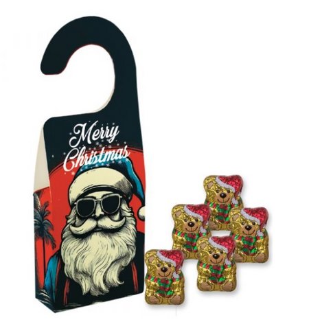 Schoko-Weihnachtsbärchen ca. 35g Türhänger Box mit Logo