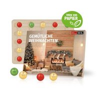Tisch-Adventskalender mit Fairtrade Schokolade Papier-Inlays mit Logo
