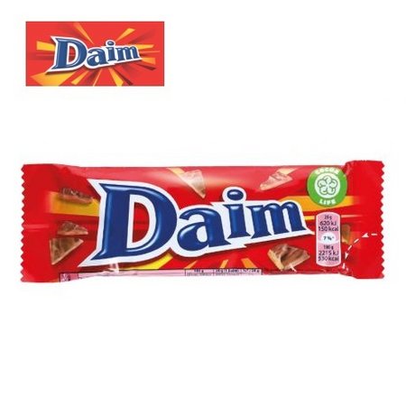 Inhalt Daim Riegel im Werbeschuber mit Logo