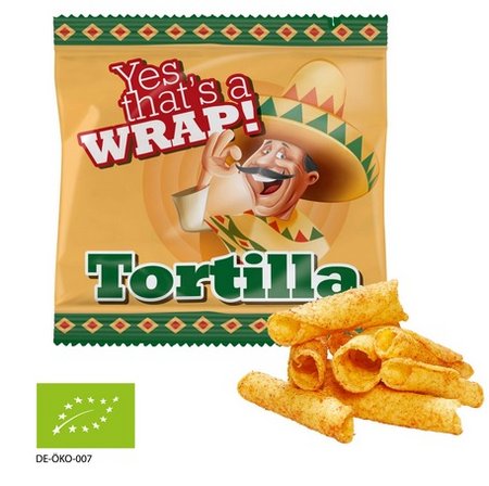 Bio Tortilla Röllchen mit Logo