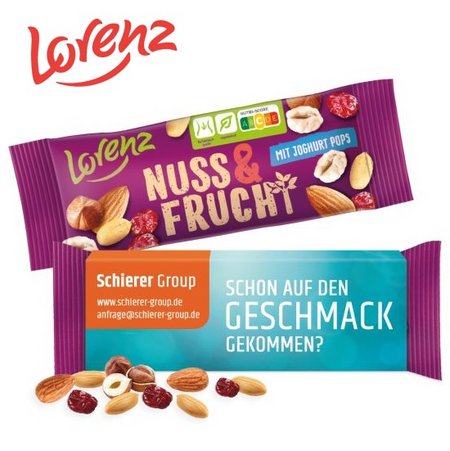 Lorenz Nuss & Frucht im Werbeschuber mit Logo