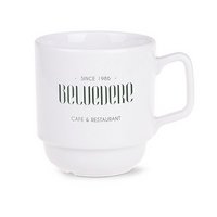 Porzellanbecher Torino in weiß mit eigenem Logo