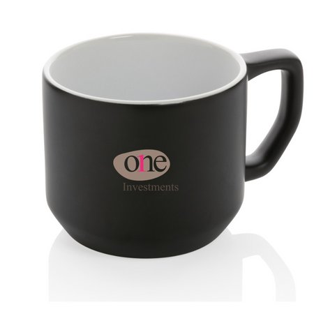 Schwarze Moderne Keramiktasse 350ml mit Logo