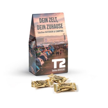 Standbodenkartonage klein mit Werher´s Original bedruckt mit Logo