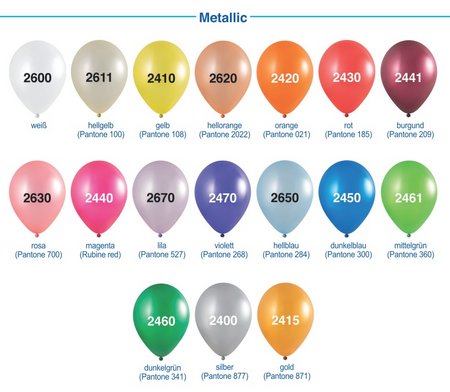 Luftballons Farbauswahl METALLIC