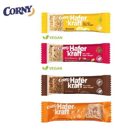Füllvarianten CORNY Haferkraft mit Logo