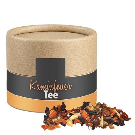 Kaminfeuer Tee 25 - 30g in Biologisch abbaubarer Eco Pappdose Mini mit Logo