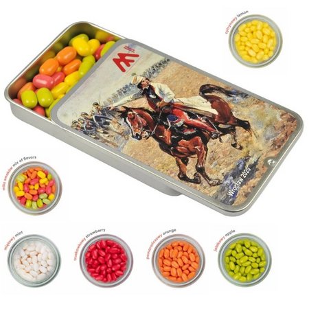 Schiebe Dose mini Dragee fruchtig mit Logo