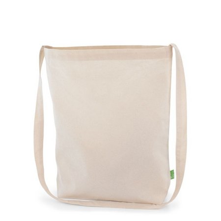 Bio-Baumwolltasche KOBLENZ natur 38 x 42 x 10 cm  mit einem langen Umhängegurt mit Werbung
