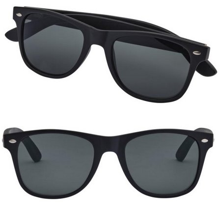 Schwarze Arlo Bambus Sonnenbrille mit schwarzer Beschichtung und Logo