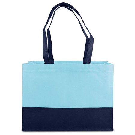 PP-Tasche Roma Himmelblau/Dunkelblau 38 x 29 x 10 cm mit langen Henkeln 