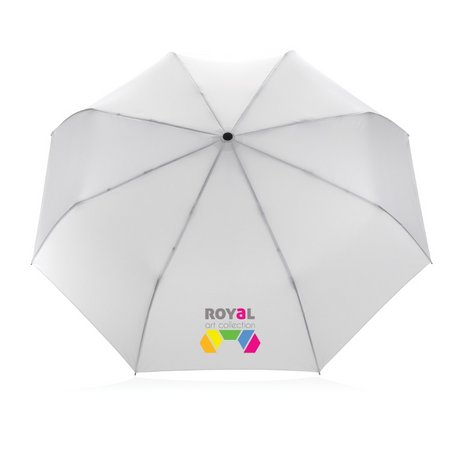 Weißer 21" Impact AWARE™ RPET 190T Bambus-Schirm autom. open/close mit Logo