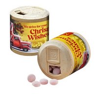Papier-Werbedose mit melierten Glühweinbonbons mit Logo