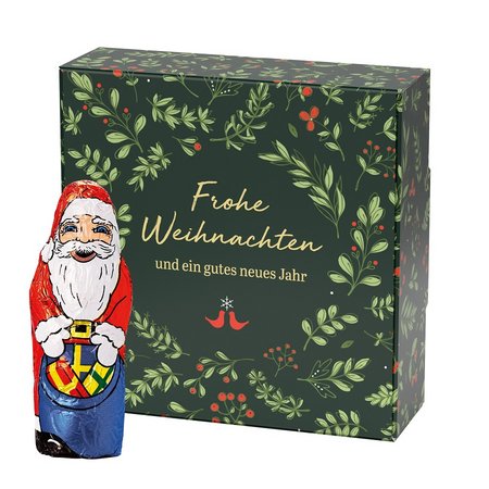  Klappbox S Weihnachten Klett Schoko-Weihnachtsmann bedruckt mit Logo