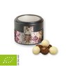 Bio Knusperkugel-Mix 45g in Metalldose Mini mit Sichtfenster schwarz mit Logo