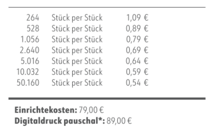 Preisliste Apfel-Menthol-Dragees im Pocket-Boy mit Logo