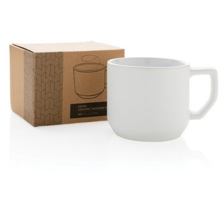 Weiße Moderne Keramiktasse 350ml mit Logo