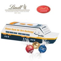 3D Präsent Schiff mit Lindt Lindor Pralinés mit Logo
