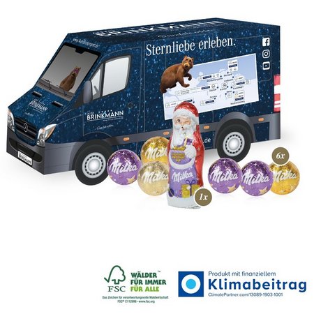 3D Präsent Transporter Milka Alpenmilch Schokoladenmischung mit eigenem Logo