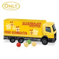 3D Adventskalender LKW mit Fairtrade Milchschokolade mit Logo