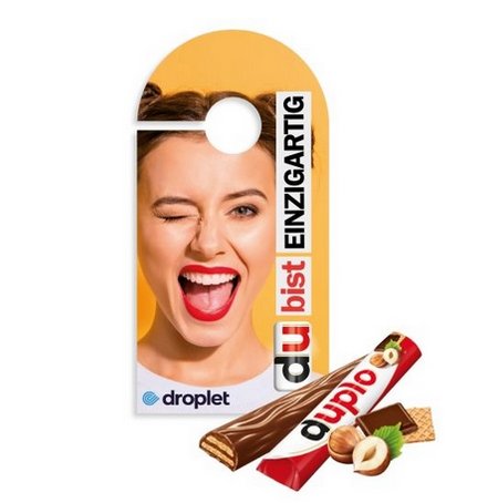 duplo Werbekarte Türanhänger mit Logo