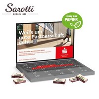Adventskalender Laptop Sarotti Schokotäfelchen Organic mit Logo