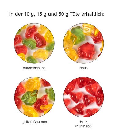 Füllvariante Minitüte 10 g Fruchtgummi Standardformen