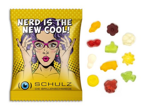 Fruchtgummi Standardformen 10g im individuell bedruckten Werbetütchen