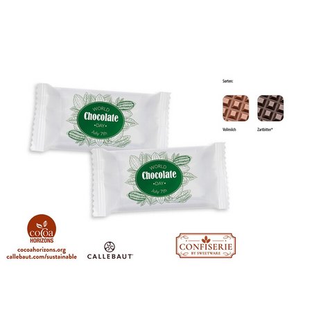 Schokolade 10 g Täfelchen mit Werbedruck und eigenem Logo