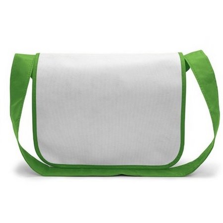 PP-Tasche Frankfurt weiß-hellgrün 36 x 27 x 6 cm mit langem Schultergurt