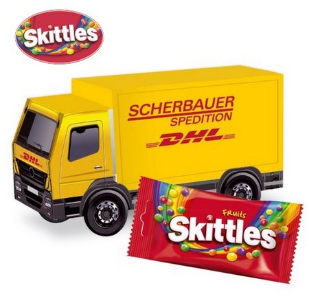 3D Präsent LKW mit Skittles mit Logo
