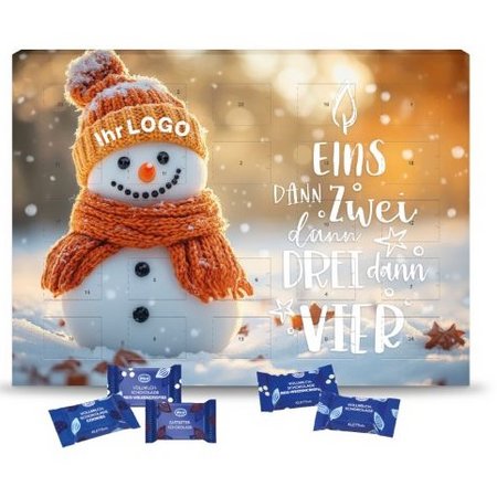 Wand-Adventskalender mit Klett Fairtrade Schokolade mit Logo