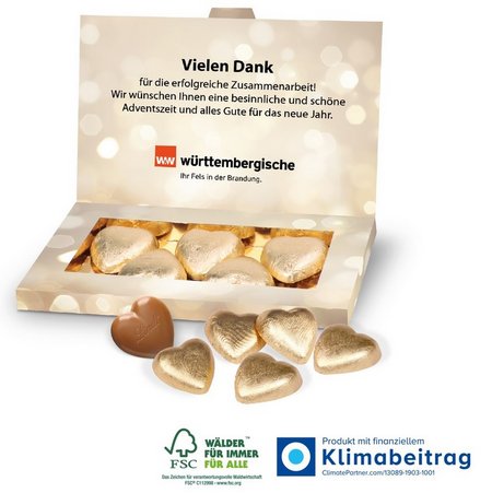 Präsentbox Business mit Lindt Schokoherzen mit Logo