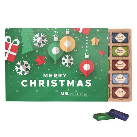 Premium Tisch Adventskalender Lindt Eco Papierblister bedruckt mit Logo