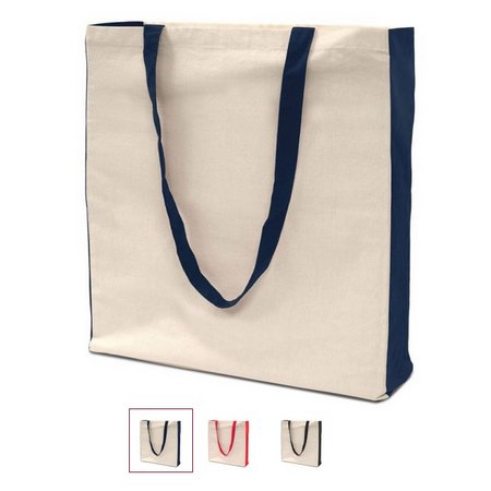 Baumwolltasche PALMA 38 x 42 cm mit Boden- Seitenfalte und langen Henkeln und Logo