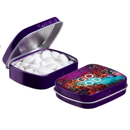 Mini Klappdeckeldose mit Mini King Minze mit Logo oder Werbung