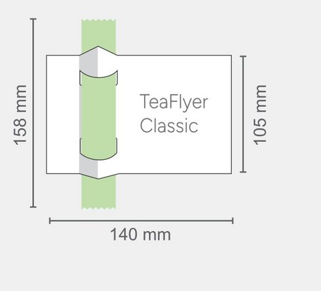 TeaFlyer mit bedruckter Visitenkarte mit Logo