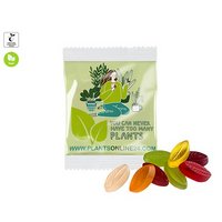Fruchtgummi Individuell vegan in kompostierbares Werbetütchen 20g mit Logo