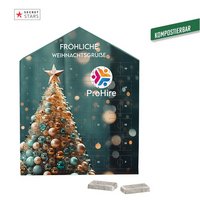 Täfelchen Adventskalender Haus Alpenmilch-Schokolade mit Logo