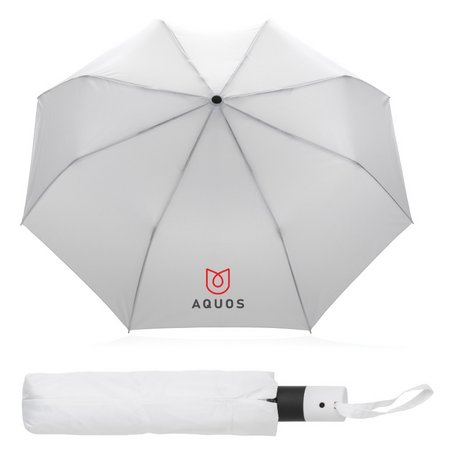 Weißer 21" Impact AWARE™ RPET 190T Mini-Schirm automatic open mit Logo