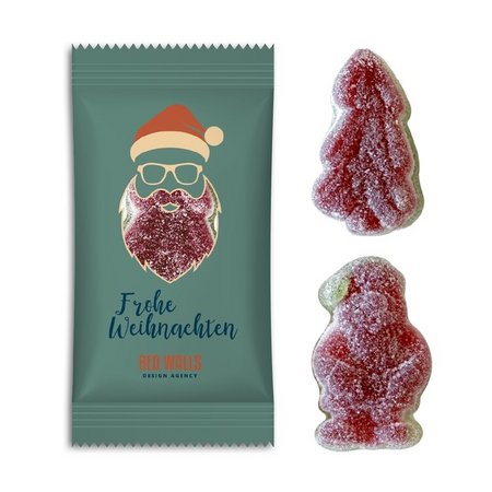 Weihnachts-Schaumzucker im Flowpack mit Logo
