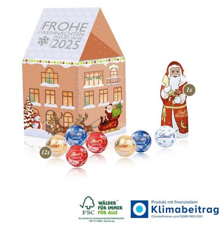 3D Präsent Haus Lindt Minis mit Logo