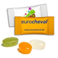 Bonbons im Flowpack mit Werbung oder Logo
