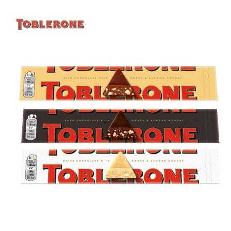 Füllvarianten Toblerone 100g mit Werbeschuber und Logo