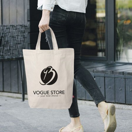 Baumwolltasche Sydney mit kurzen Henkeln und Logo