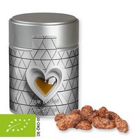 Bio Feuergebrannte Mandeln in Metalldose Midi 100g mit eigenem Logo