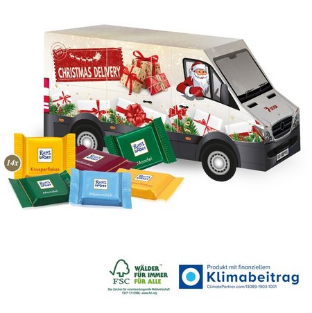 3D Präsent Transporter Ritter Sport Schokotäfelchen mit eigenem Logo